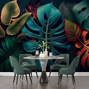 3 Boyutlu Botanik Yaprak Desenli Duvar Kağıdı - Dkm495098