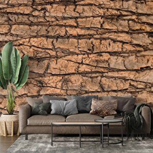 3 Boyutlu Ağaç Kabuğu Temalı Duvar Kağıdı Baskı - Dkm610086 100x300 cm