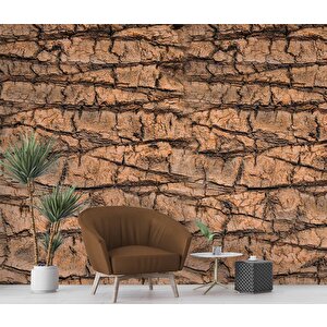 3 Boyutlu Ağaç Kabuğu Temalı Duvar Kağıdı Baskı - Dkm610086