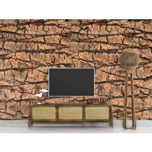 3 Boyutlu Ağaç Kabuğu Temalı Duvar Kağıdı Baskı - Dkm610110 225x315 cm