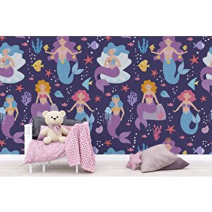 Deniz Kızı Temalı Çocuk Odası Duvar Kağıdı Baskı - Dkm185060