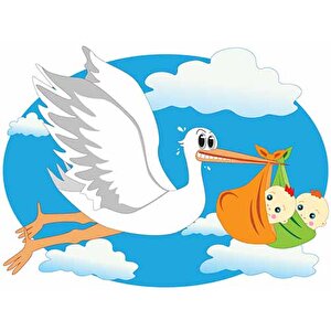 Bebek Getiren Leylek Çocuk Odası Duvar Kağıdı Baskı - Dkm419027