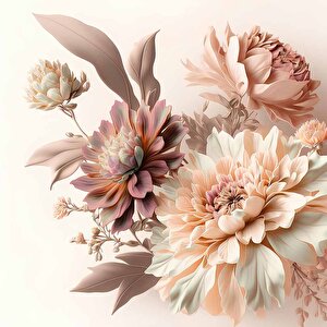 3 Boyutlu Pembe Beyaz Çiçek Desenli Duvar Kağıdı - Dkm906058