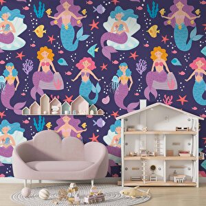 Deniz Kızı Temalı Çocuk Odası Duvar Kağıdı Baskı - Dkm185089 225x300 cm