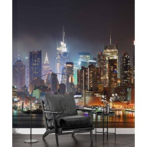 Gece New York Manzarası Duvar Kağıdı - Dkm447111