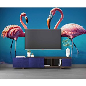 Pembe Flamingo Temalı Duvar Kağıdı - Dkm666068