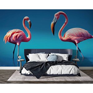 Pembe Flamingo Temalı Duvar Kağıdı - Dkm666066 150x280 cm