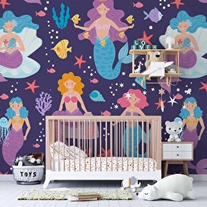 Deniz Kızı Temalı Çocuk Odası Duvar Kağıdı Baskı - Dkm185039 550x240 cm
