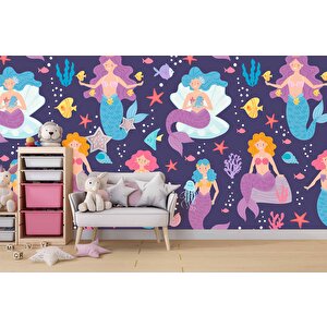 Deniz Kızı Temalı Çocuk Odası Duvar Kağıdı Baskı - Dkm185039