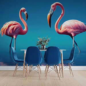 Pembe Flamingo Temalı Duvar Kağıdı - Dkm666127