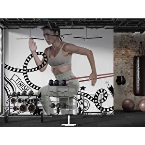 Koşan Kadın Temalı Spor Salonu Duvar Kağıdı Baskı - Dkm207041