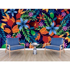 Rengareng Çiçek Desenli Duvar Kağıdı - Dkm496059