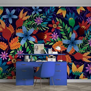 Rengareng Çiçek Desenli Duvar Kağıdı - Dkm496080