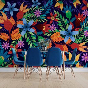 Rengareng Çiçek Desenli Duvar Kağıdı - Dkm496080