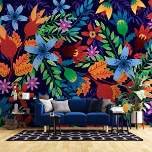 Rengareng Çiçek Desenli Duvar Kağıdı - Dkm496044 100x260 cm