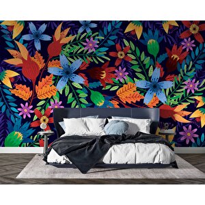Rengareng Çiçek Desenli Duvar Kağıdı - Dkm496044 100x260 cm