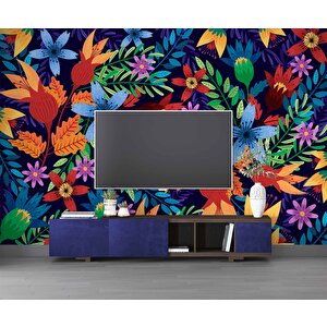 Rengareng Çiçek Desenli Duvar Kağıdı - Dkm496044 100x260 cm