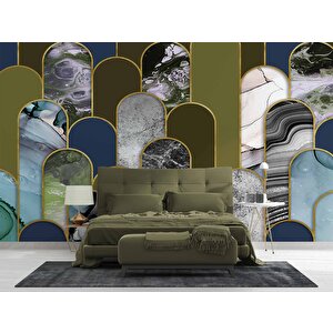 3 Boyutlu Renki Mermer Desenli Duvar Kağıdı - Dkm753043 900x240 cm