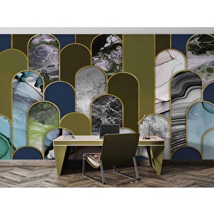 3 Boyutlu Renki Mermer Desenli Duvar Kağıdı - Dkm753043