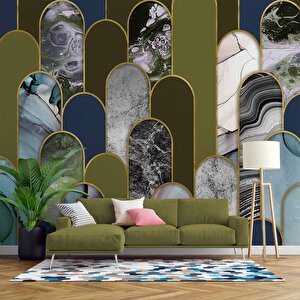 3 Boyutlu Renki Mermer Desenli Duvar Kağıdı - Dkm753051 325x260 cm