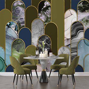 3 Boyutlu Renki Mermer Desenli Duvar Kağıdı - Dkm753051