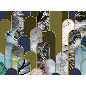 3 Boyutlu Renki Mermer Desenli Duvar Kağıdı - Dkm753051