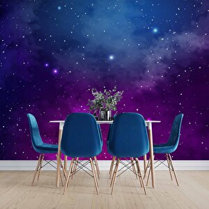 Mor Ve Mavi Galaksi, Yıldızlar Manzaralı Duvar Kağıdı Baskı - Dkm564002