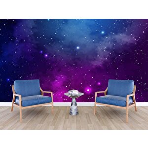 Mor Ve Mavi Galaksi, Yıldızlar Manzaralı Duvar Kağıdı Baskı - Dkm564002