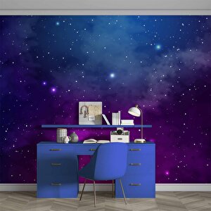 Mor Ve Mavi Galaksi, Yıldızlar Manzaralı Duvar Kağıdı Baskı - Dkm564068