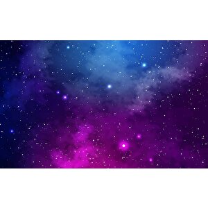 Mor Ve Mavi Galaksi, Yıldızlar Manzaralı Duvar Kağıdı Baskı - Dkm564068