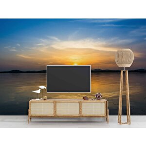 Denizde Gündoğumu Manzaralı Duvar Kağıdı Baskı - Dkm245052 350x260 cm