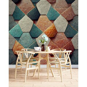 3 Boyutlu Renkli Taş Desenli Duvar Kağıdı Baskı - Dkm113042