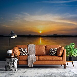 Denizde Gündoğumu Manzaralı Duvar Kağıdı Baskı - Dkm245086 100x300 cm
