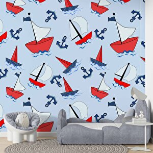 Denizci Çocuk Odası Duvar Kağıdı Baskı - Dkm400038 525x240 cm