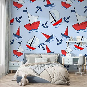 Denizci Çocuk Odası Duvar Kağıdı Baskı - Dkm400038 525x240 cm