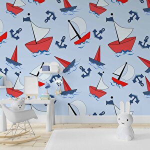 Denizci Çocuk Odası Duvar Kağıdı Baskı - Dkm400087 150x300 cm