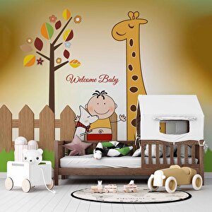 Zürafa Görselli Çocuk Odası Duvar Kağıdı Baskı - Dkm405083 700x280 cm