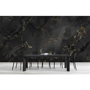 Siyah Zeminli Ve Altın Hat Görünümlü Duvar Kağıdı - Dkm683001