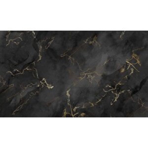 Siyah Zeminli Ve Altın Hat Görünümlü Duvar Kağıdı - Dkm683001