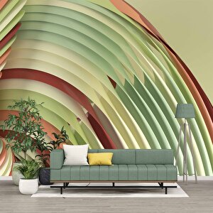 Rengarenk Şerit Desenli Duvar Kağıdı Baskı - Dkm111047 225x260 cm