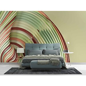 Rengarenk Şerit Desenli Duvar Kağıdı Baskı - Dkm111047 225x260 cm