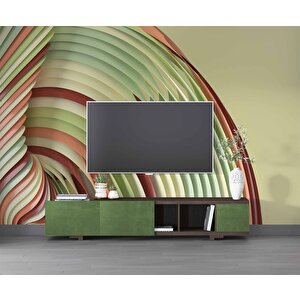 Rengarenk Şerit Desenli Duvar Kağıdı Baskı - Dkm111024 150x240 cm