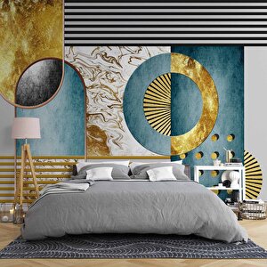3 Boyutlu Geometrik Duvar Desenli Duvar Kağıdı - Dkm805056 450x260 cm