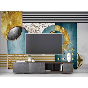 3 Boyutlu Geometrik Duvar Desenli Duvar Kağıdı - Dkm805056 450x260 cm