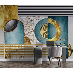 3 Boyutlu Geometrik Duvar Desenli Duvar Kağıdı - Dkm805056