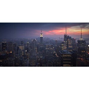 New York Empire State Gece Manzaralı Duvar Kağıdı - Dkm977021