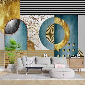 3 Boyutlu Geometrik Duvar Desenli Duvar Kağıdı - Dkm805115 350x315 cm