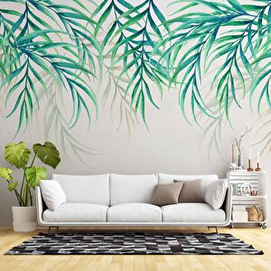 Yeşil Sarkan Yaprak Desenli Duvar Kağıdı - Dkm689016 500x200 cm