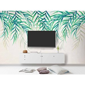 Yeşil Sarkan Yaprak Desenli Duvar Kağıdı - Dkm689016 500x200 cm