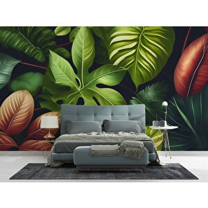 Botanik Yaprak Desenli Duvar Kağıdı - Dkm489001 100x100 cm